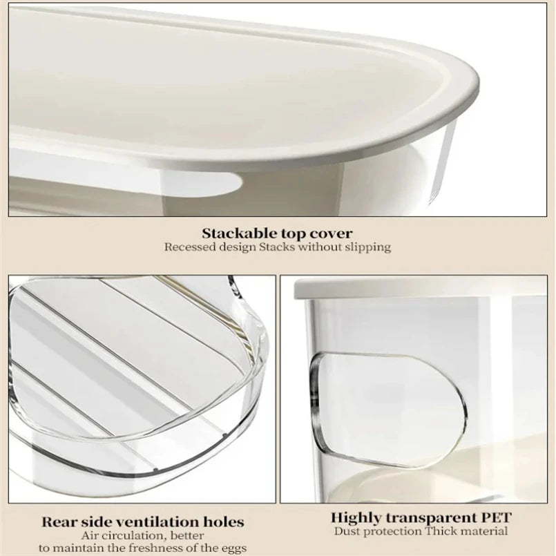 Bilayer geladeira caixa de armazenamento de ovos rolamento automático titular rack escada estilo geladeira ovos dispensador organizador titular