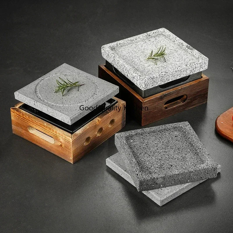 Churrasco Japonês Stone Grill Plate, Bandeja De Cozimento De Pedra, Bife De Alta Temperatura, Rocha Vulcânica, Prato De Churrasco