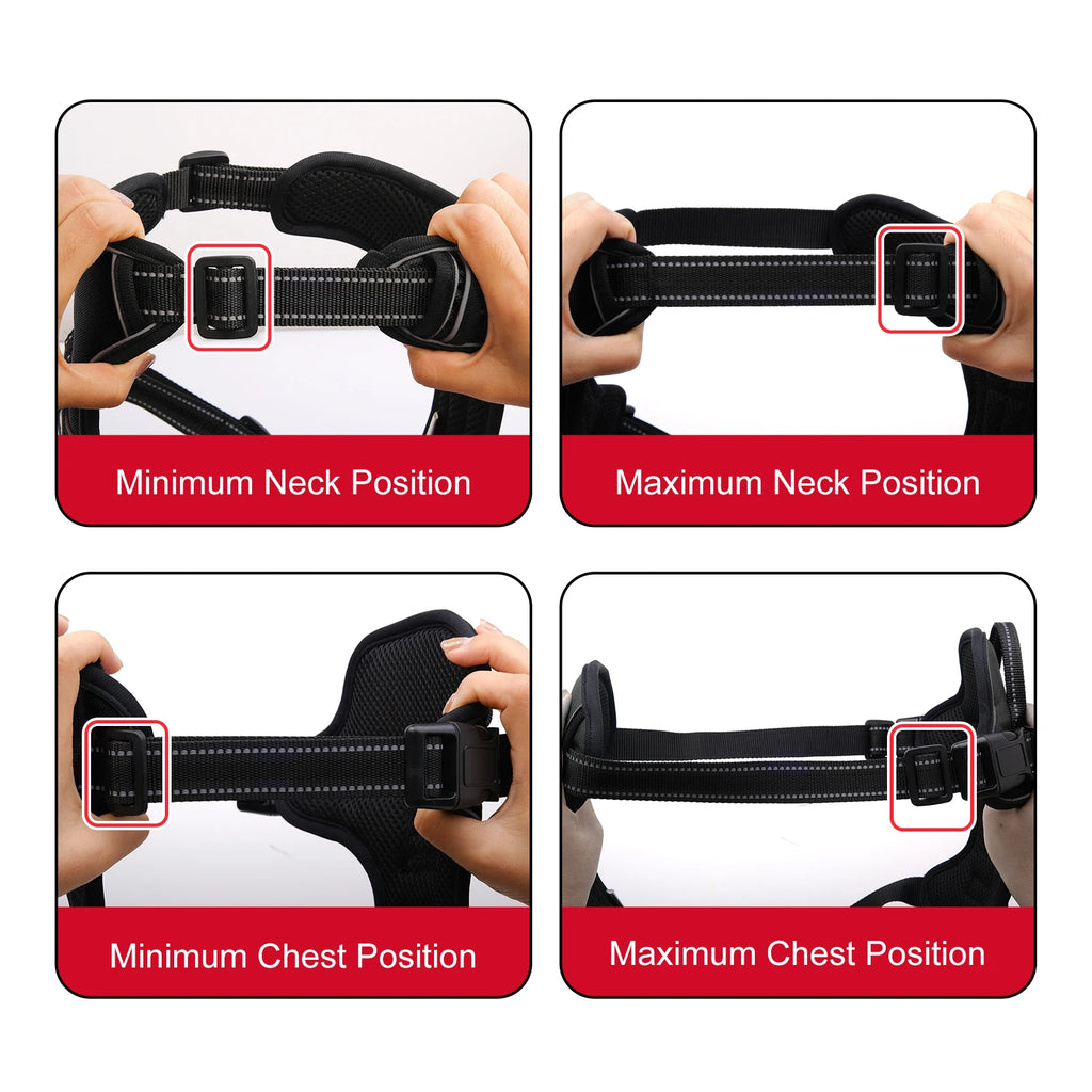 Arnês para cães ajustável de nylon sem puxar colete com remendo para cães 4psc, arnês reflexivo para animais de estimação para cães pequenos, médios e grandes
