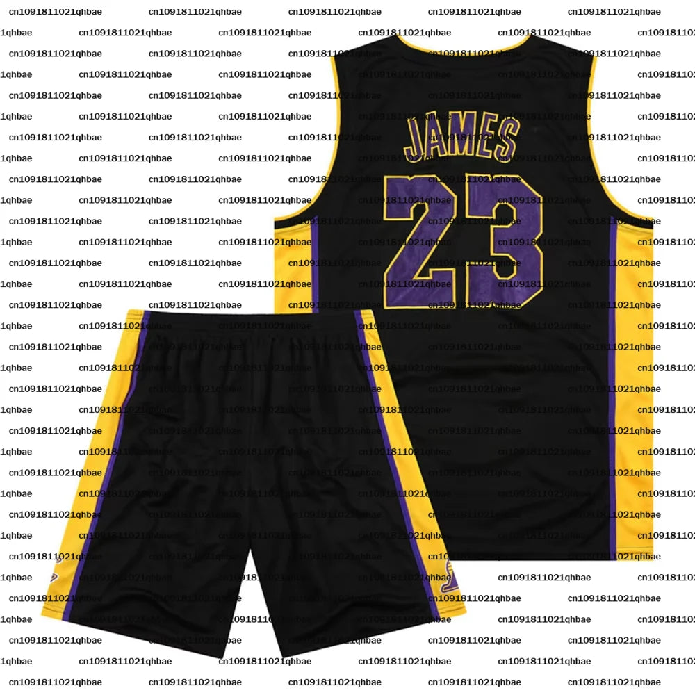 Lakers LeBron James com decote em V no 23 Jersey de secagem rápida respirável terno esportivo infantil adulto manga curta + shorts conjunto de 2 peças