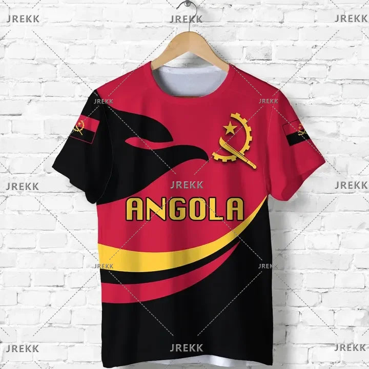 Angola bandeira mapa impressão 3d t camisa para roupas masculinas emblema nacional esporte camisa dashiki festival presente feminino tshirt crianças streetwear