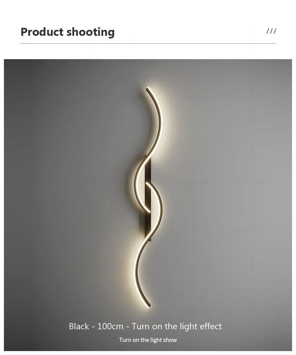Moderna lâmpada de parede led minimalista luz led quarto cabeceira longa tira arandelas sala estar sofá casa luminária interior