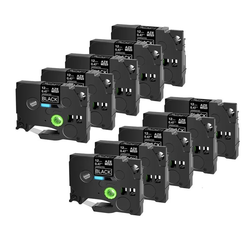 GREENCYCLE 10PCS TZe231 241 251 335 Ribbon Compatible for Brother Ptouch Maker Black on white Label tape 6mm 9mm 12mm 18mm 24mm