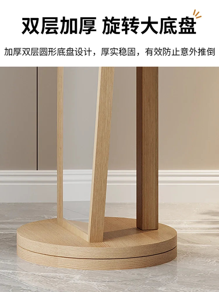 Espelho integrado de corpo inteiro para vestir, espelho de piso, espelho integrado para uso doméstico, sala de estar, móvel e rotativo, cabide grande