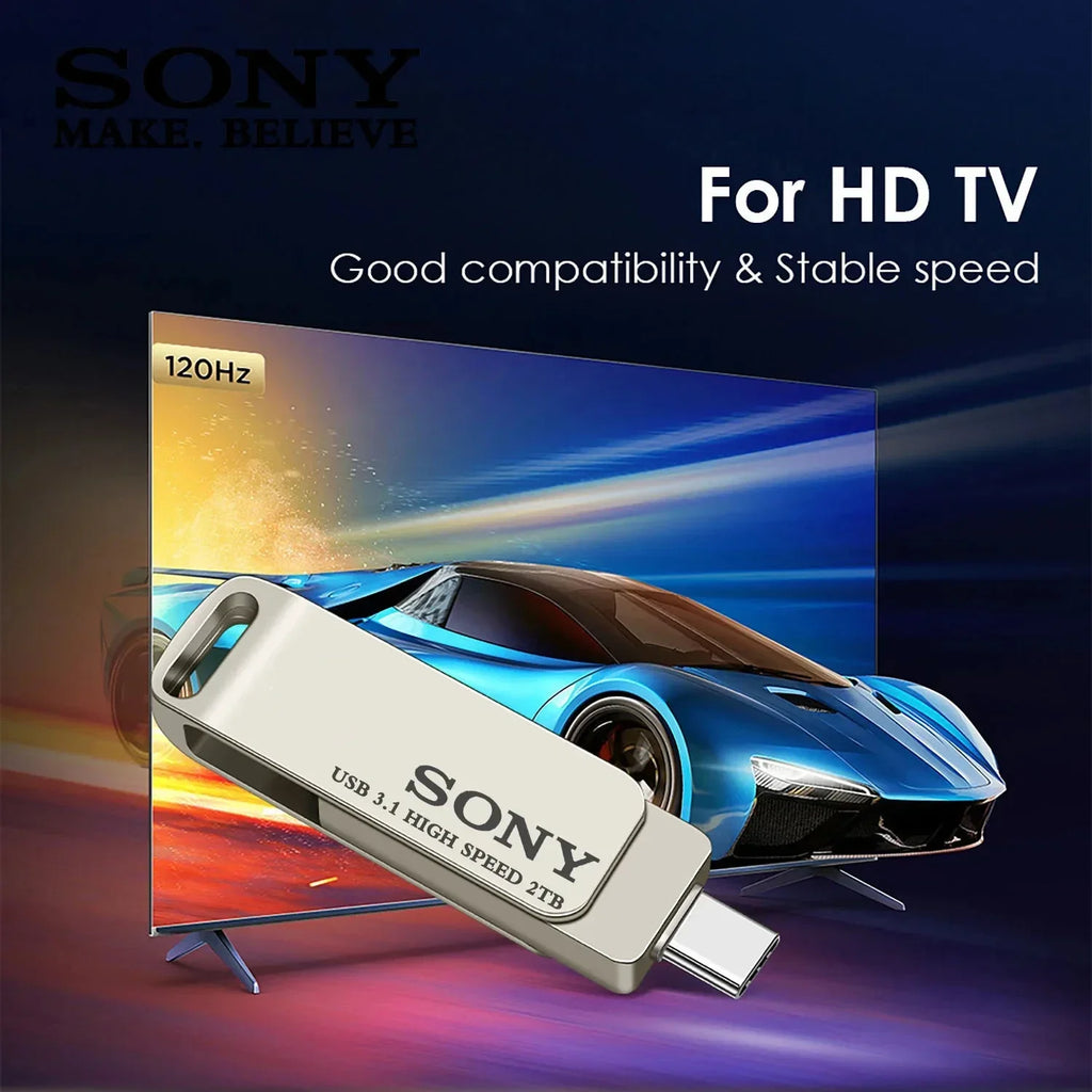 Sony usb 2tb flash pen drive 2 em 1 otg usb 3.1 metal memória vara duplo c pendrive 128gb 256gb 512gb 1tb de armazenamento de alta velocidade de