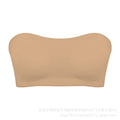 Sexy sem alças push up sutiã removível acolchoado sem costura gelo seda topo feminino beleza invisível volta anti-deslizamento fora do ombro sutiã