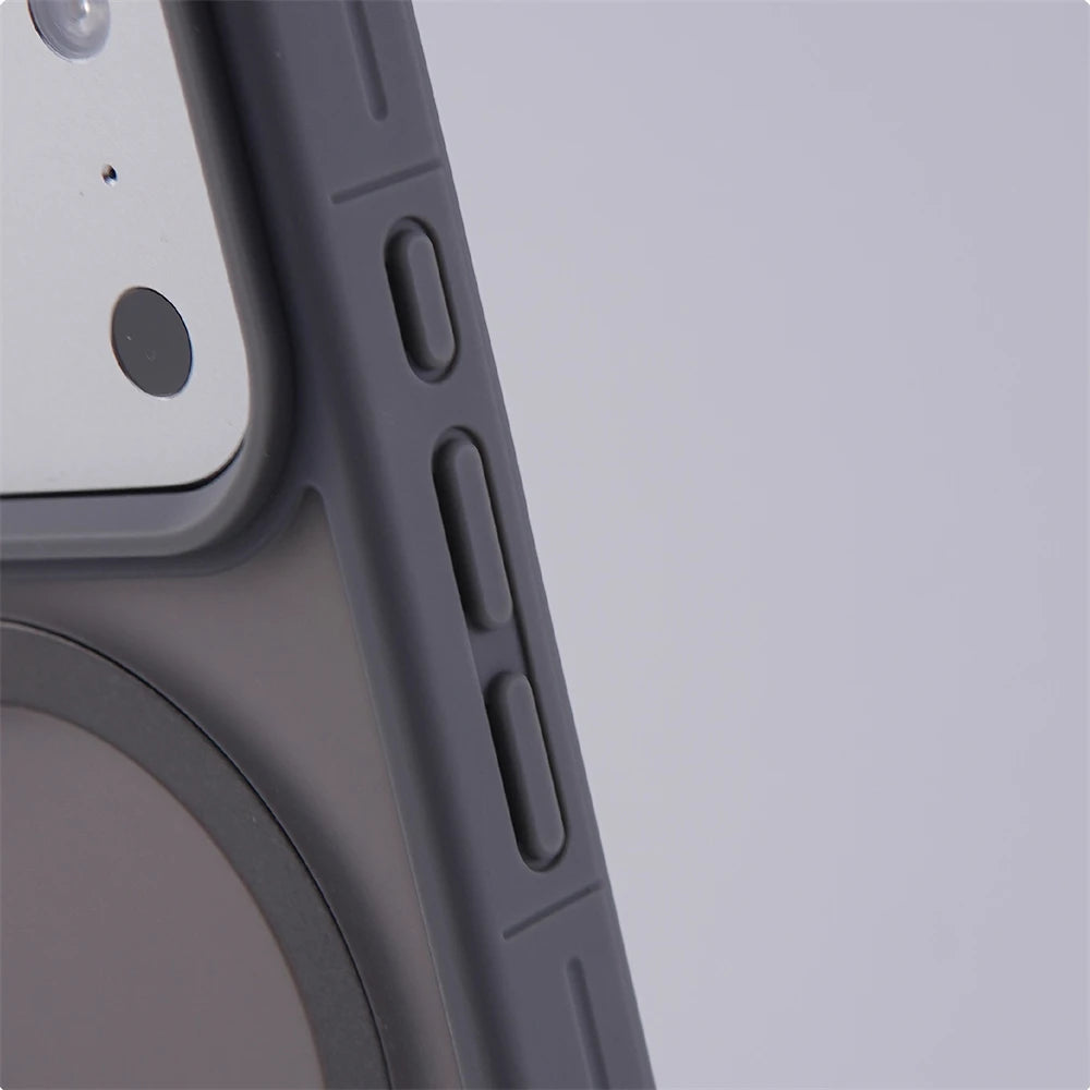 Luxo fosco translúcido titular caso magnético para iphone 17 pro max ar 16 15 plus 14 13 12 para magsafe pára-choques capa à prova de choque