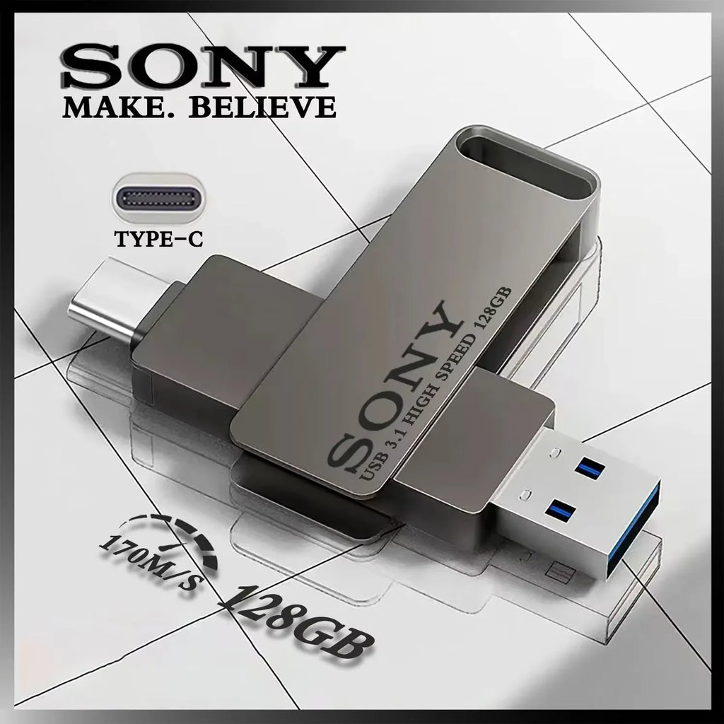 Sony usb 2tb flash pen drive 2 em 1 otg usb 3.1 metal memória vara duplo c pendrive 128gb 256gb 512gb 1tb de armazenamento de alta velocidade de