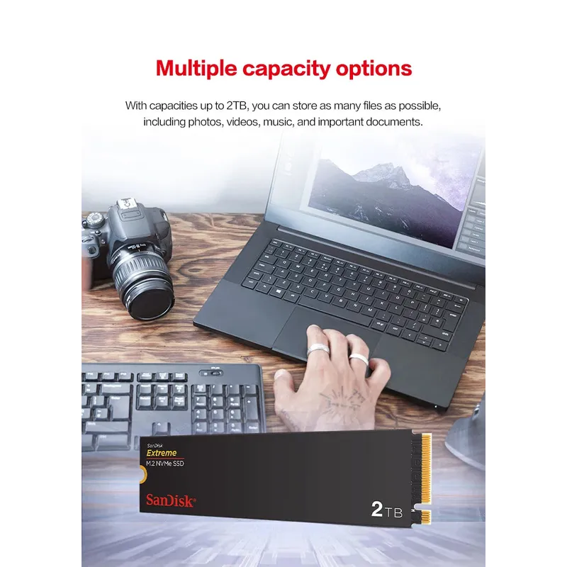 SanDisk Extreme SSD M.2 NVME PCle Gen4.0 500GB1TB2TB Sequential Read speed up to5150MB/s M.2 2280 PCIe Gen3x4Solid State Drive