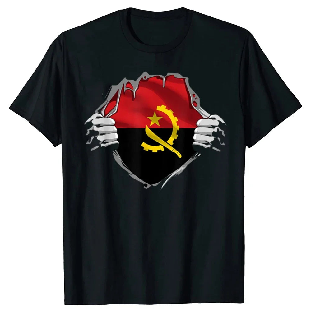 Venda quente orgulhoso bandeira da angola camiseta super angolan herança casual moda solta homem tshirt streetwear harajuku y2k masculino t