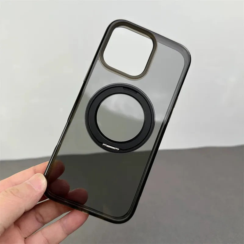 360° Rotation Metal Ring Holder Magnetic Bumper Case for iPhone 16 Pro Max 15 14 13 For Magsafe Wireless Charge Shockproof Cover