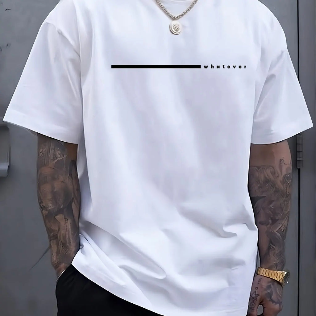 Verão masculino casual esportes solto plus size qualquer carta impressa confortável em torno do pescoço manga curta camiseta