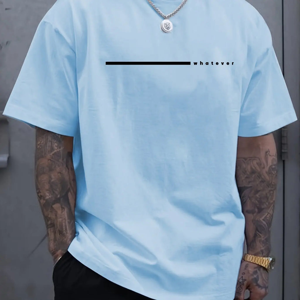 Verão masculino casual esportes solto plus size qualquer carta impressa confortável em torno do pescoço manga curta camiseta