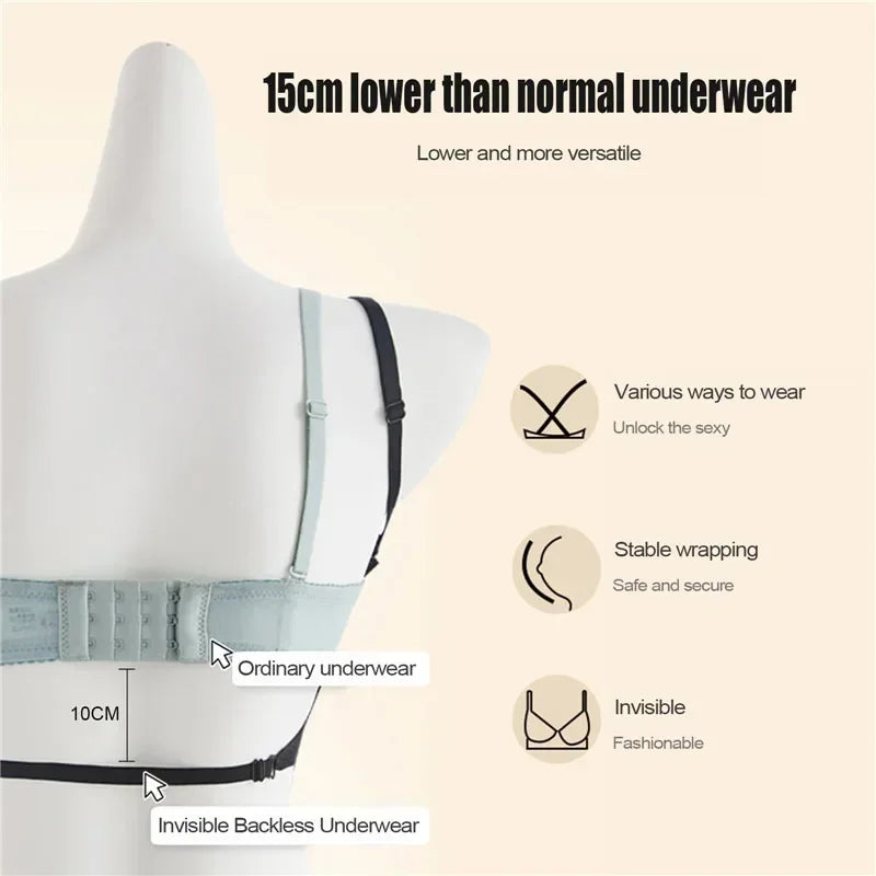 Sutiã invisível feminino profundo u mergulho sutiãs sem costas para vestidos lingerie sexy com alça transparente push up sem alças underwea