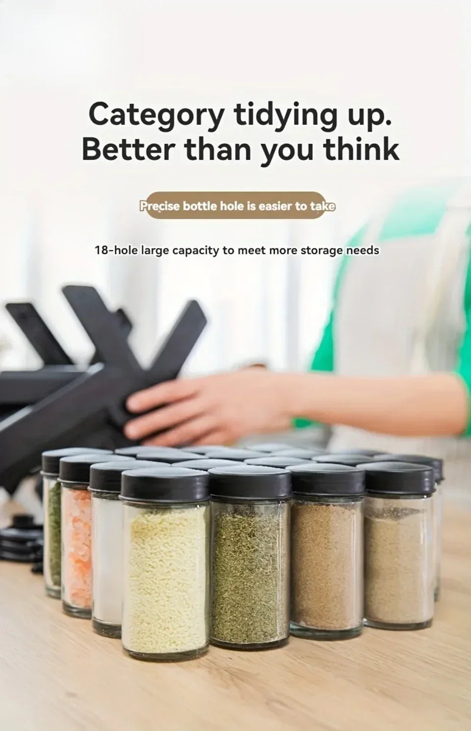 Rack de armazenamento rotativo doméstico, conjunto de rack de especiarias de vidro rotativo, rack de armazenamento de cozinha, rack de armazenamento de temperos