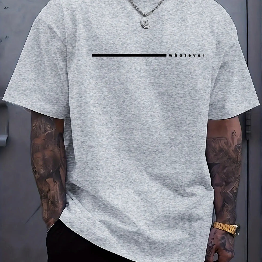 Verão masculino casual esportes solto plus size qualquer carta impressa confortável em torno do pescoço manga curta camiseta