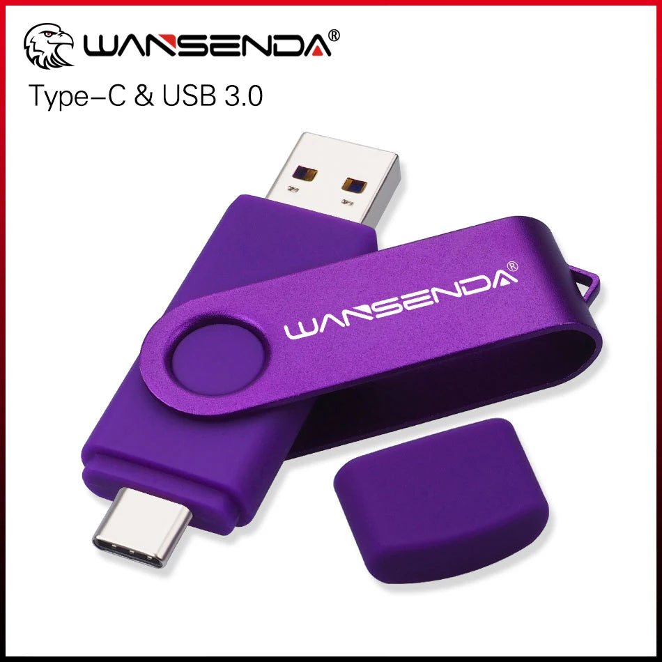 Novo wansenda usb 3.0 tipo c usb flash drive otg pen drive 512gb 256gb 128gb 64gb 32gb 16gb usb vara 2 em 1 pendrive de alta velocidade
