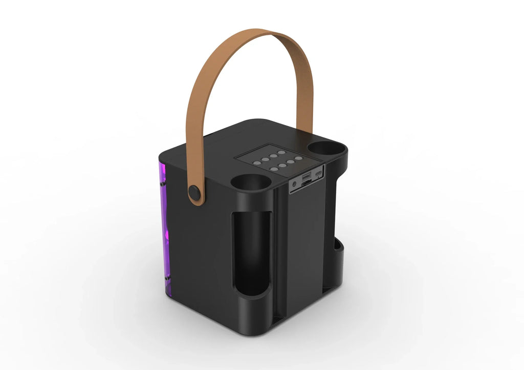 Alto-falante bluetooth de karaokê de alta potência, luz de ritmo musical 360, subwoofer estéreo surround sem fio com microfone duplo, suporte para telefone