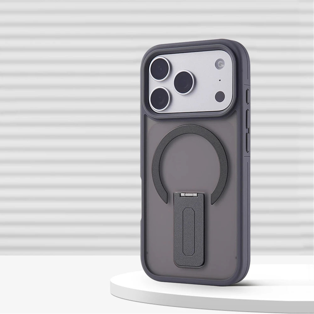 Luxo fosco translúcido titular caso magnético para iphone 17 pro max ar 16 15 plus 14 13 12 para magsafe pára-choques capa à prova de choque
