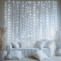 Cortina de luzes de fadas LED alimentada por USB com controle remoto 8 modos - Natal Ano Novo Casamento Festa de Halloween Decoração de casa Luz de corda
