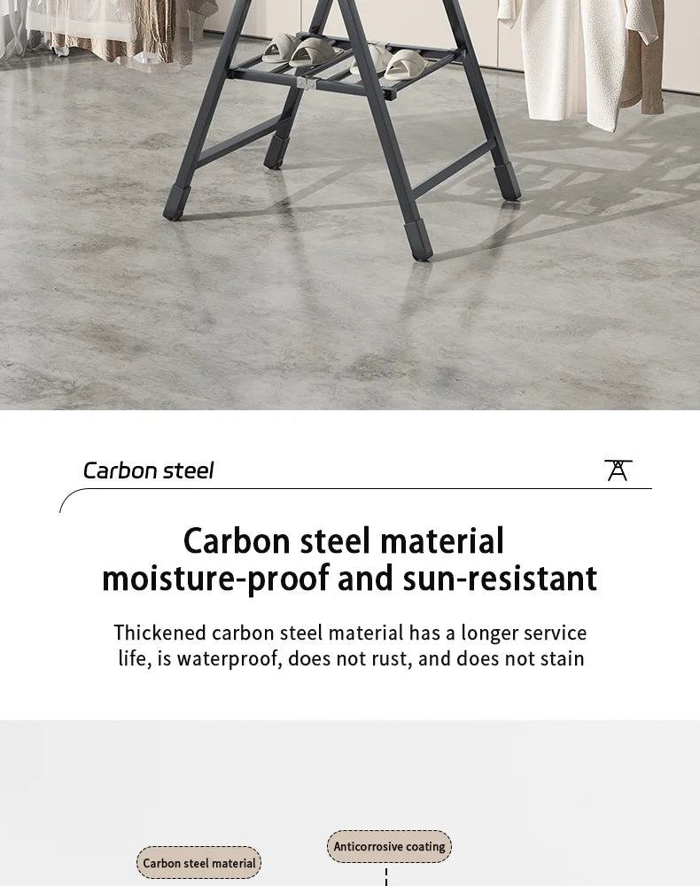 Casa interior dobrável vertical vloth rack de secagem varanda aço roupas rodas secador removível colcha torre prateleira suporte lavanderia