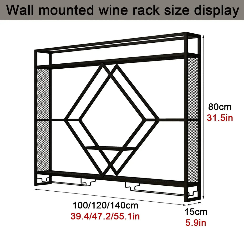 Prateleiras de parede de metal com rack de vinho, suporte de armazenamento de garrafas de licor para cozinha, sala de jantar ou decoração de bar doméstico