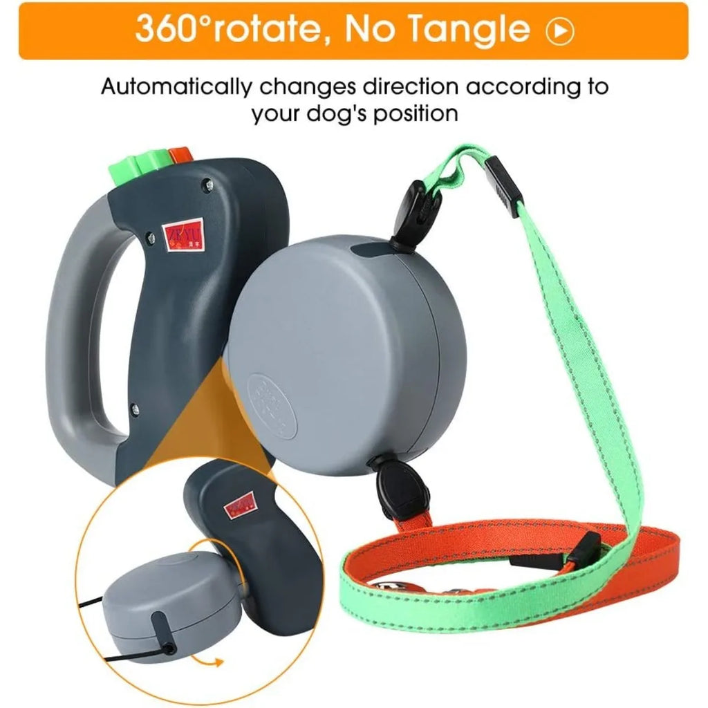 Trela retrátil dupla para cães, edição aprimorada, auto-antangular, reflexiva, à prova d'água, suporta até 50lb, trela de corrida para cães