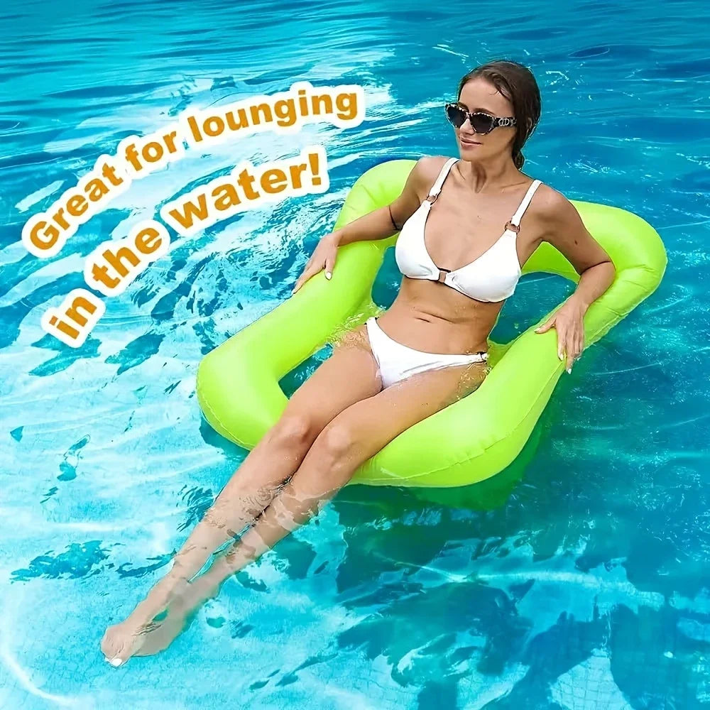 Espreguiçadeira inflável de água inflável, rede flutuante dobrável, jangada flutuante em forma de campo