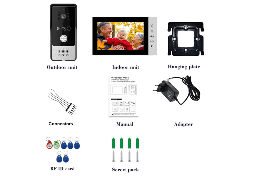 Mirixi 7 Polegada sistema de intercomunicação telefone vídeo porta rfid campainha com câmera desbloquear conversa visão noturna hd para villa apartamento