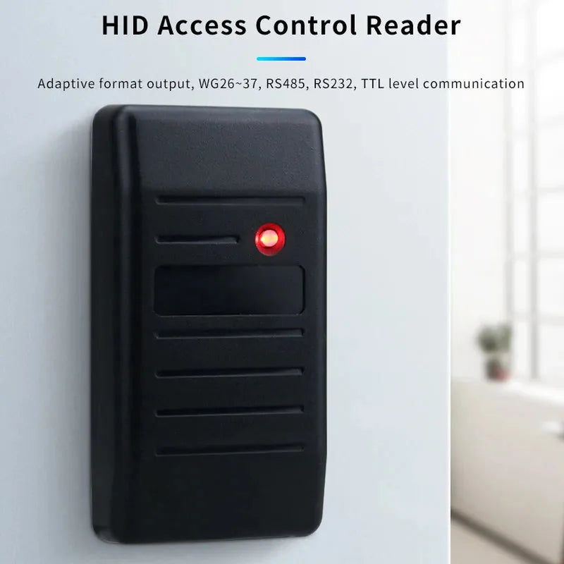 Outdoor Waterproof RFHID Card Reader 125KHZ Wiegand 26-37 Adaptive Format Output RS485 RS232 TTL Level Communication small hid