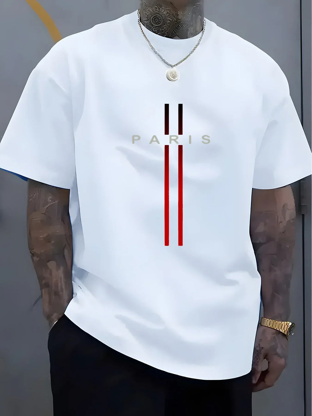 2025 masculino 100% algodão puro casual solto cidade parisinha inglês palavra padrão impresso em torno do pescoço de manga curta camiseta