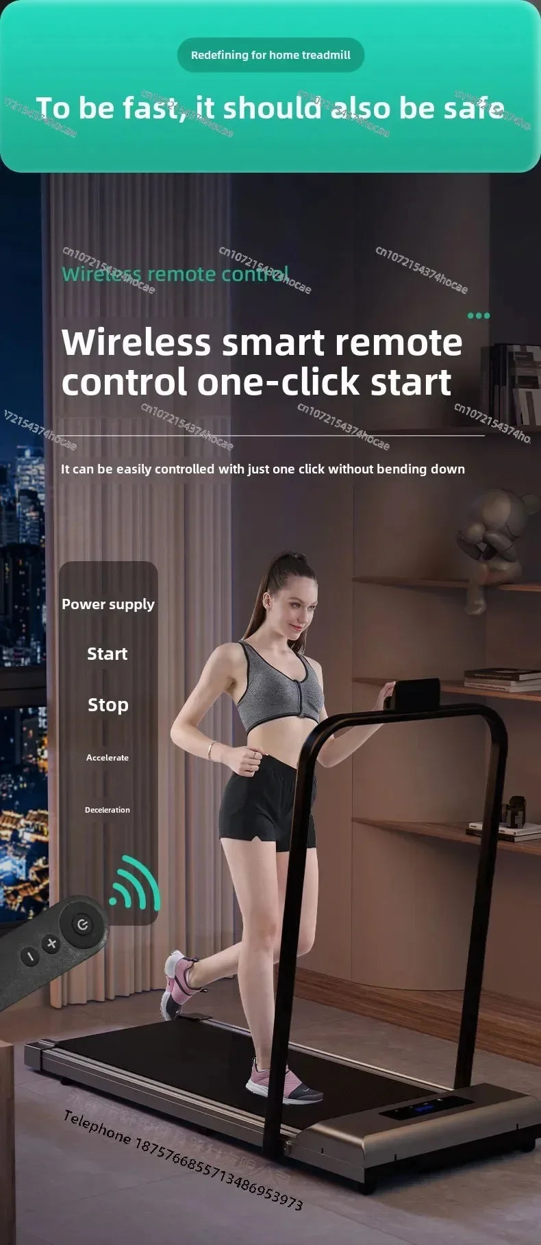 Cama plana doméstica/equipamento de fitness interno silencioso para queima de gordura pequena/tapete dobrável