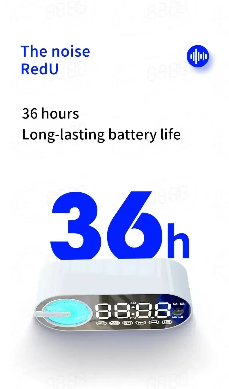 Silencioso sem fio bluetooth alto-falante despertador rgb tws usb led espelho relógio digital fm grande display sala de estar decoração do escritório