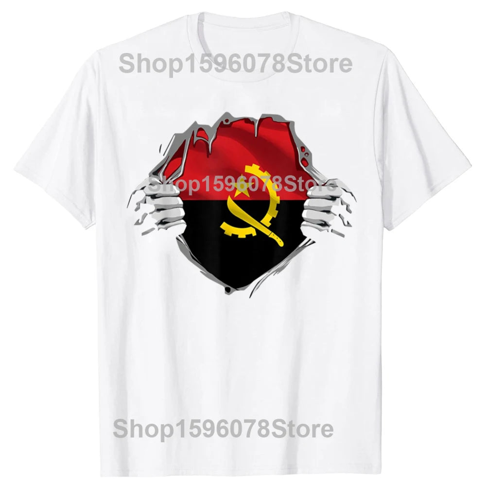 Venda quente orgulhoso bandeira da angola camiseta super angolan herança casual moda solta homem tshirt streetwear harajuku y2k masculino t