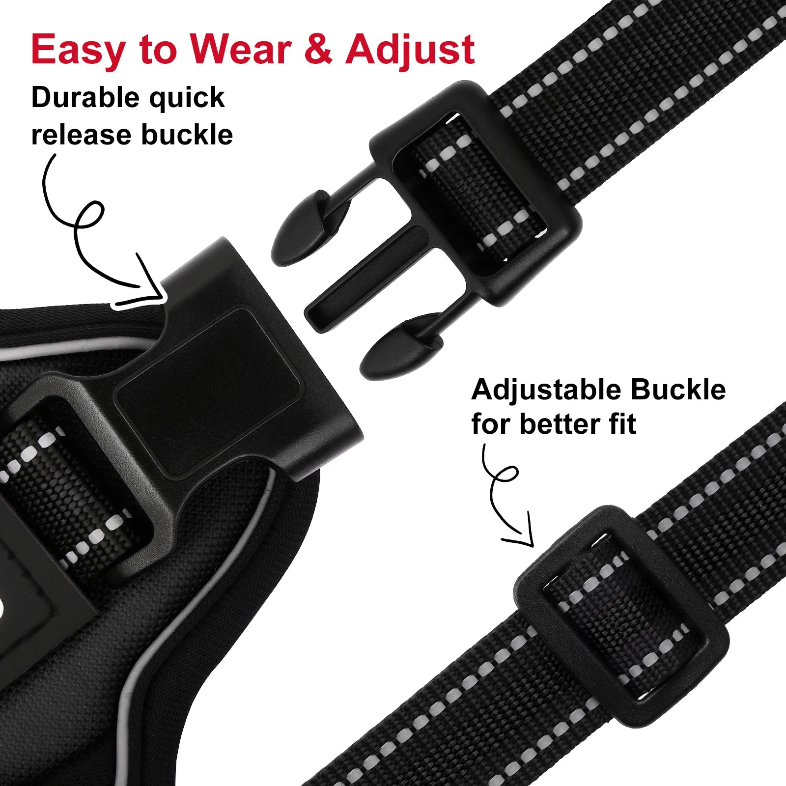 Arnês para cães ajustável de nylon sem puxar colete com remendo para cães 4psc, arnês reflexivo para animais de estimação para cães pequenos, médios e grandes