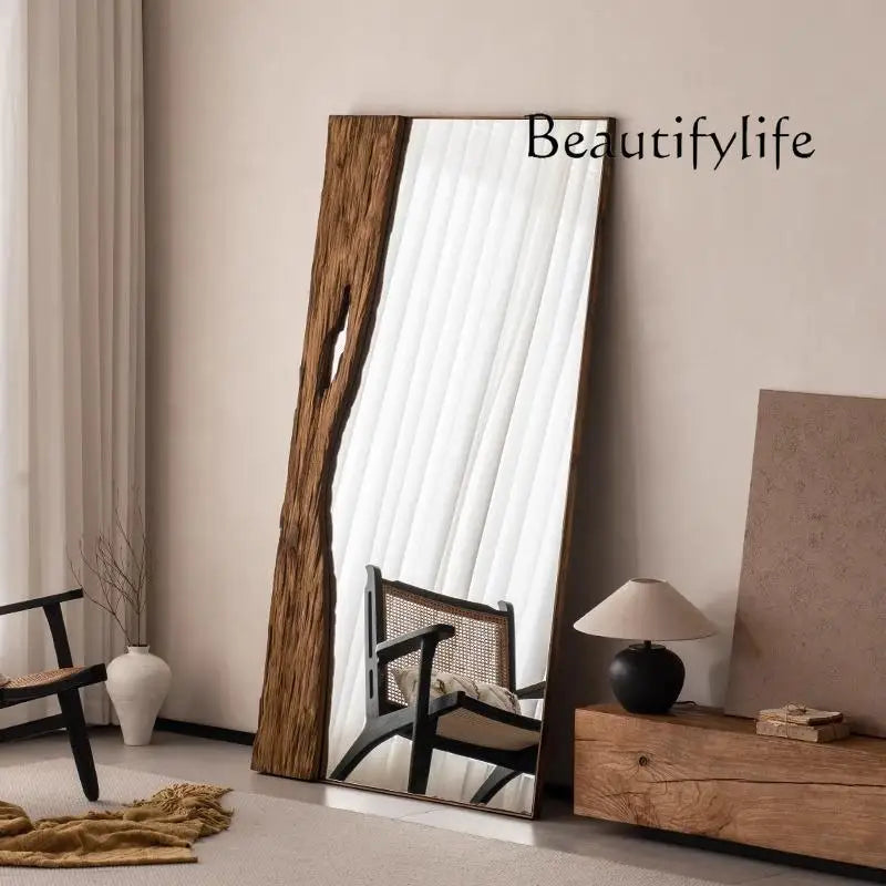 X corpo inteiro espelho moderno em pé moldura de madeira luz luxo vestir arte espelho estético piso design espejos produtos para casa