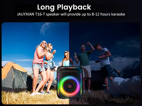 Máquina de karaokê FanFun com 2 microfones, alto-falante Bluetooth portátil com luz RGB, sistema de karaokê para festa em casa de karaokê