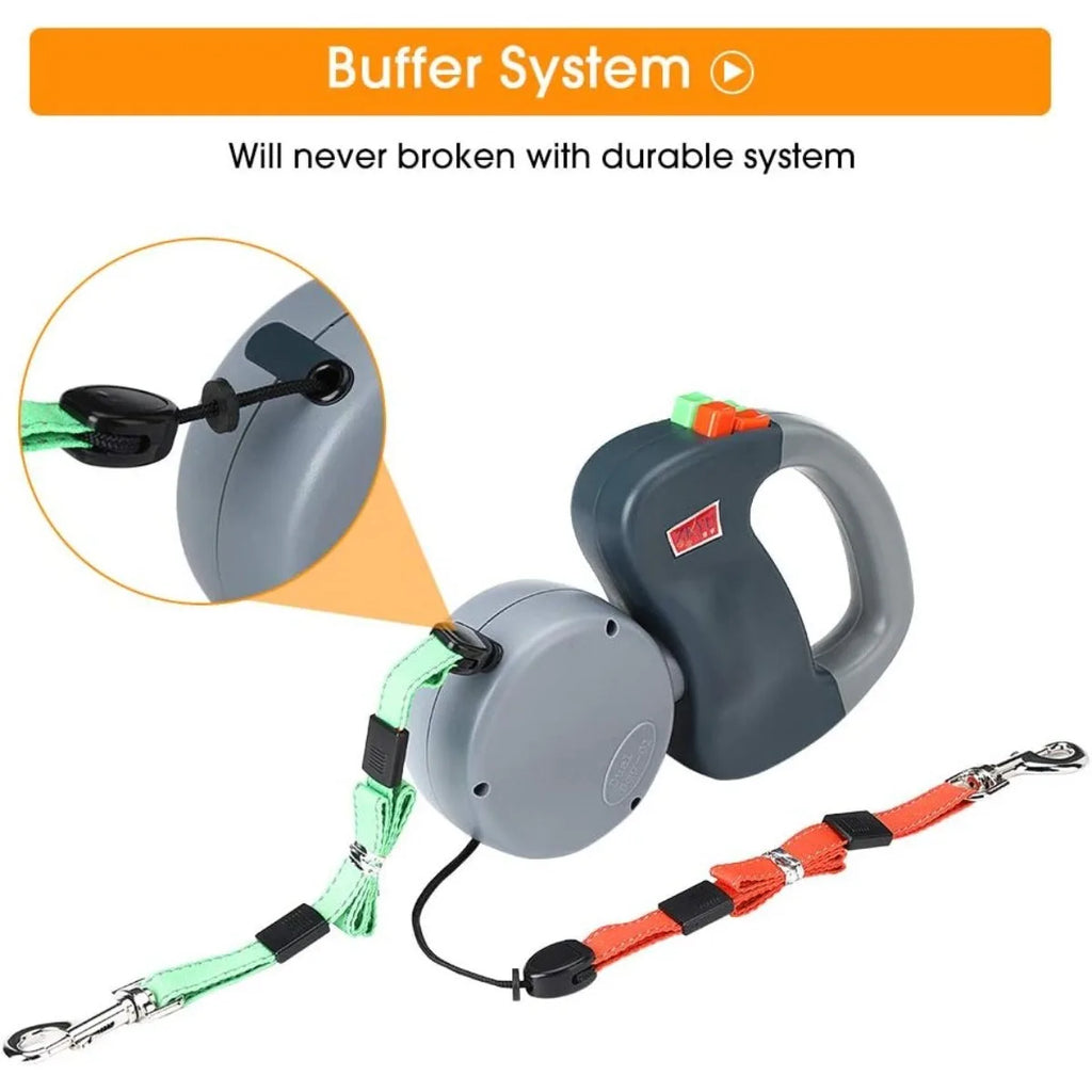 Trela retrátil dupla para cães, edição aprimorada, auto-antangular, reflexiva, à prova d'água, suporta até 50lb, trela de corrida para cães