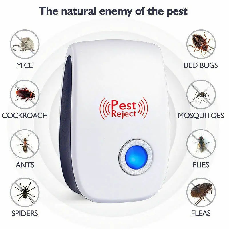 Ultrasonic Electronic Pest Repeller, 360 ° controles internos eficientes, aranhas Repeller para casa, UE, EUA Plug