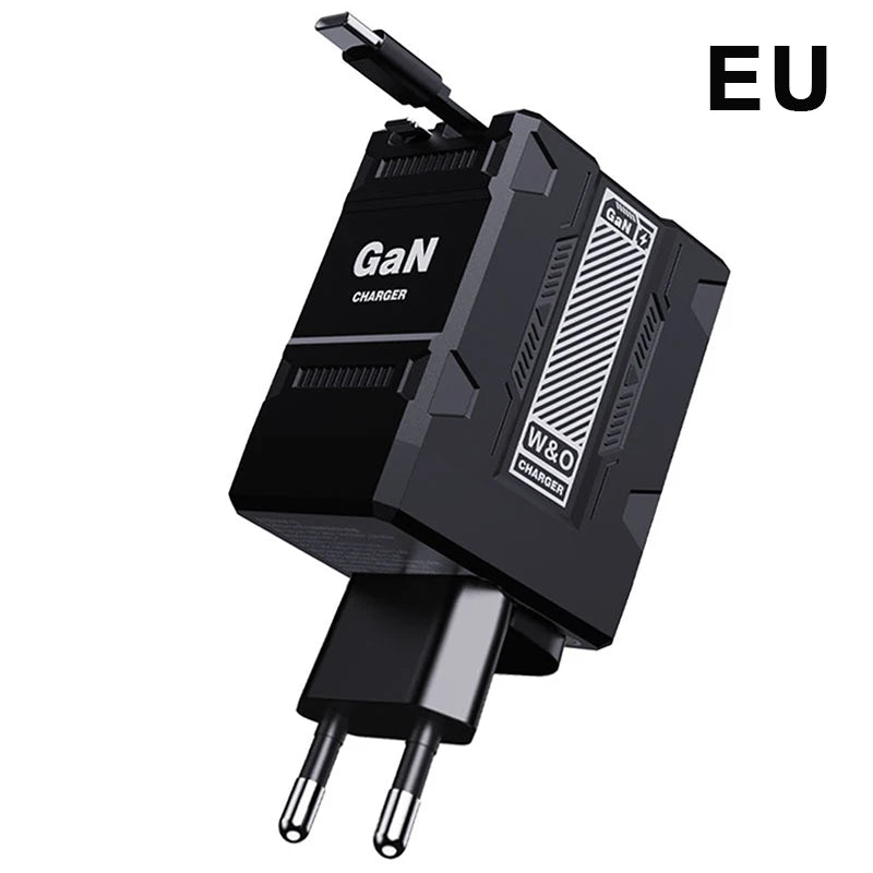 {MX} Carregador inteligente retrátil duplo PD + USB Plugue EUA / Reino Unido / UE 2 em 1 Carregador Gan 20W PD3.0 Carregador de carregamento rápido