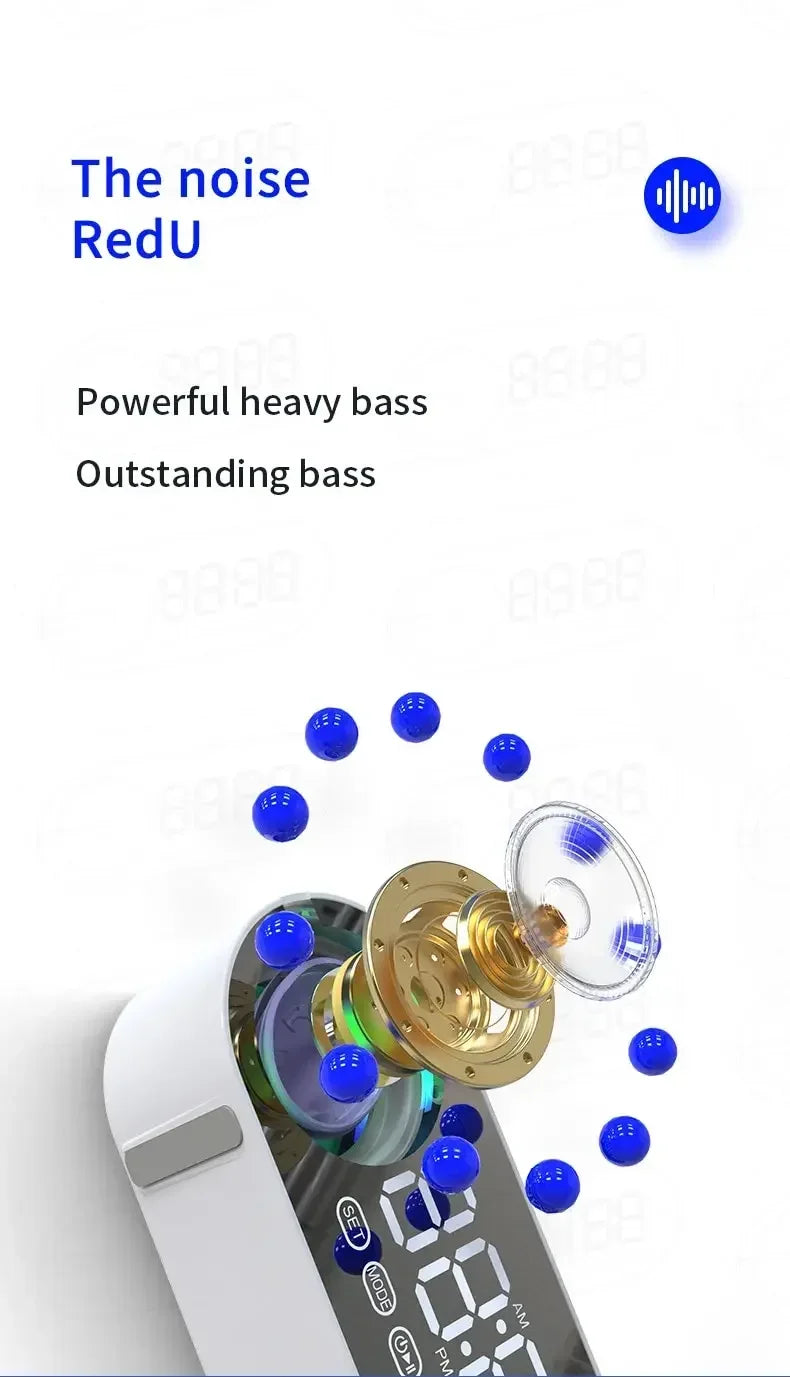 Silencioso sem fio bluetooth alto-falante despertador rgb tws usb led espelho relógio digital fm grande display sala de estar decoração do escritório