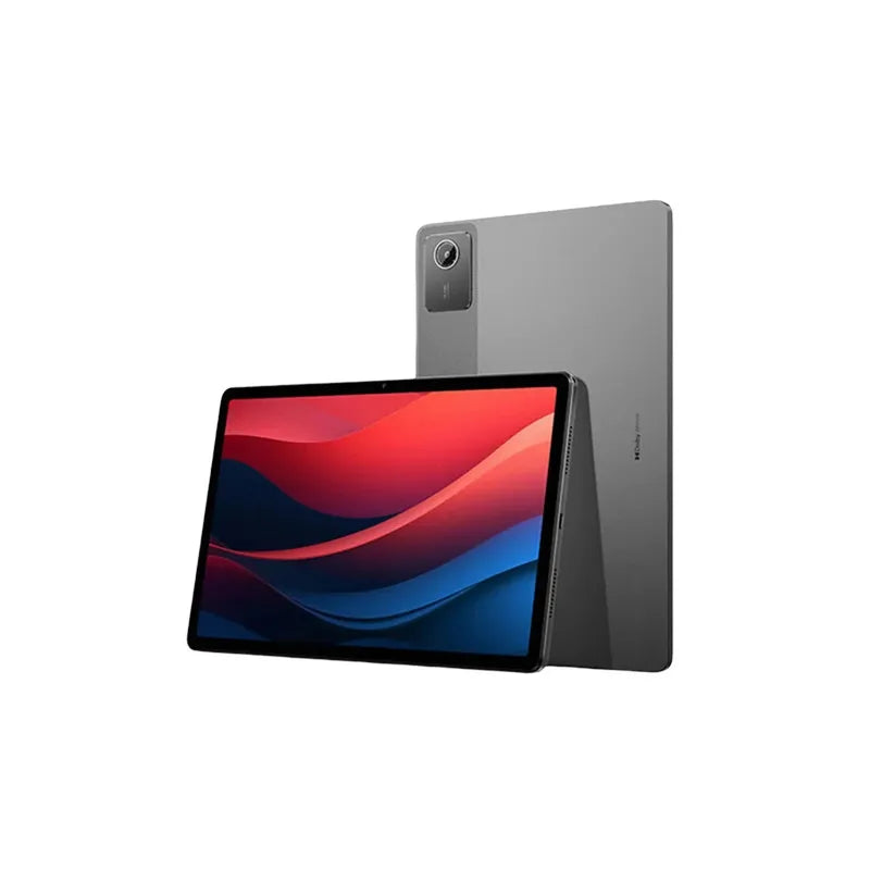 Gray Lenovo Xiaoxin Pad 2024 11-inch tablet with a vibrant screen, another showing its sleek back and camera.
