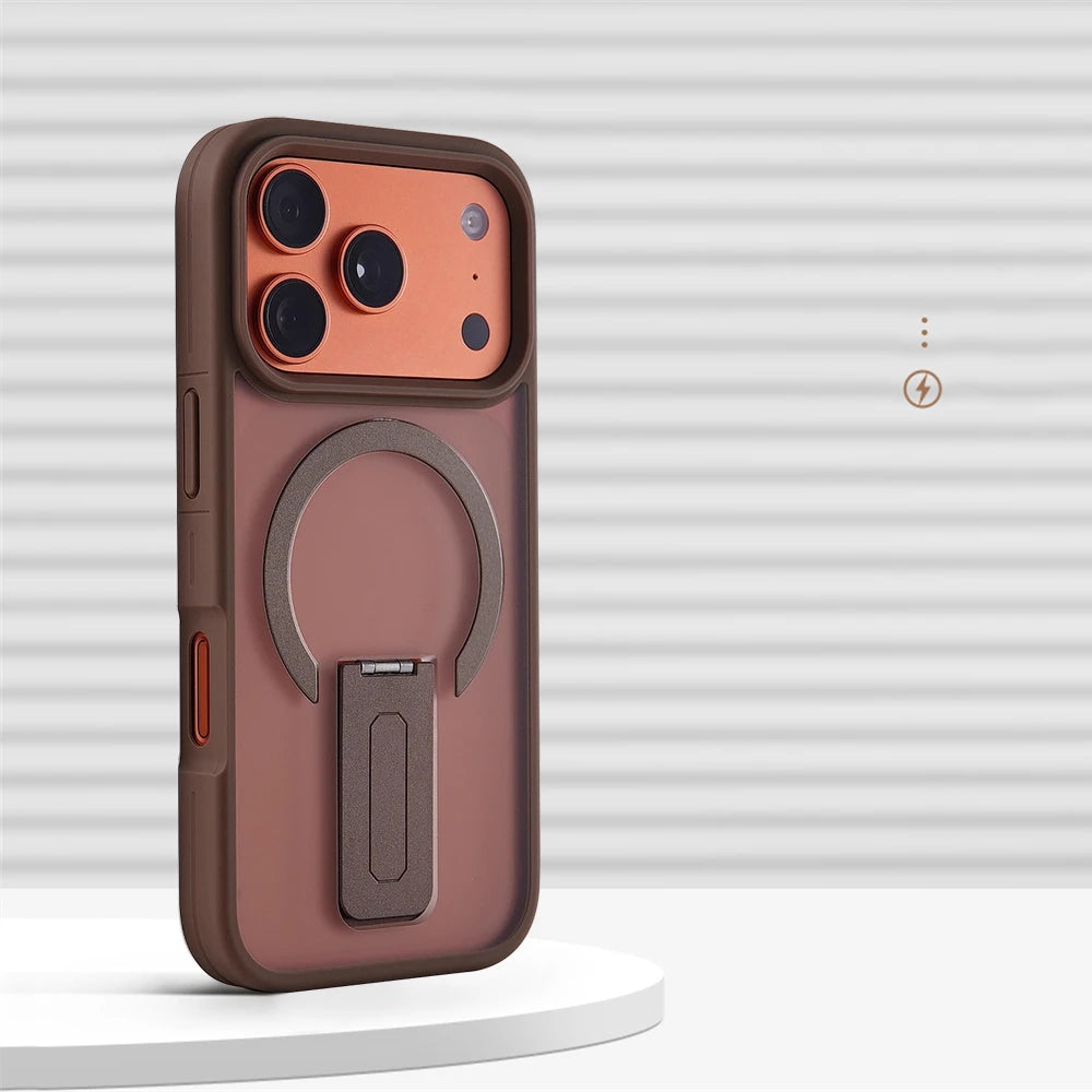 Luxo fosco translúcido titular caso magnético para iphone 17 pro max ar 16 15 plus 14 13 12 para magsafe pára-choques capa à prova de choque