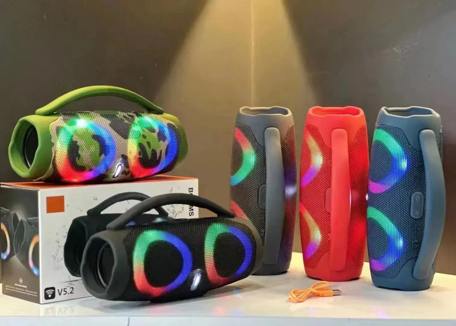 100w de alta potência bluetooth alto-falante portátil rgb luz colorida à prova dwireless água sem fio subwoofer 360 estéreo surround tws fm boombox