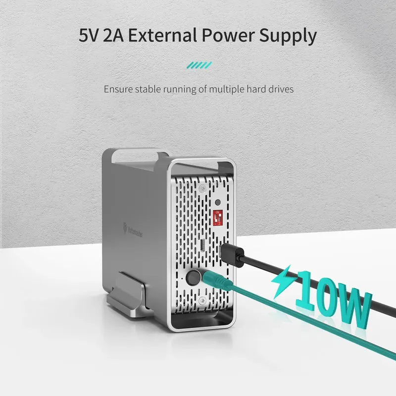 Yottamaster SATA RAID Hard Drive Enclosure 2.5" 3.5" SATA HDD SSD Enclosure with 32TB Max & RAID 0/1/SPAN RAID Hard Disk Storage
