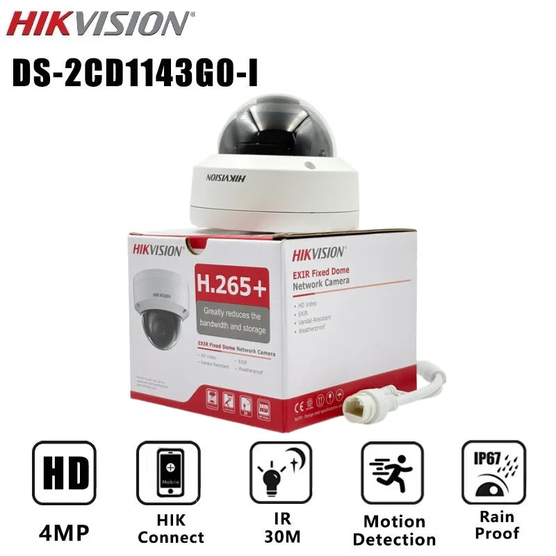 Hikvision original DS-2CD1143G0-I 4mp câmera ip poe outdoot ip67 e ik10 visão noturna 30m hik-connect app câmera de vigilância