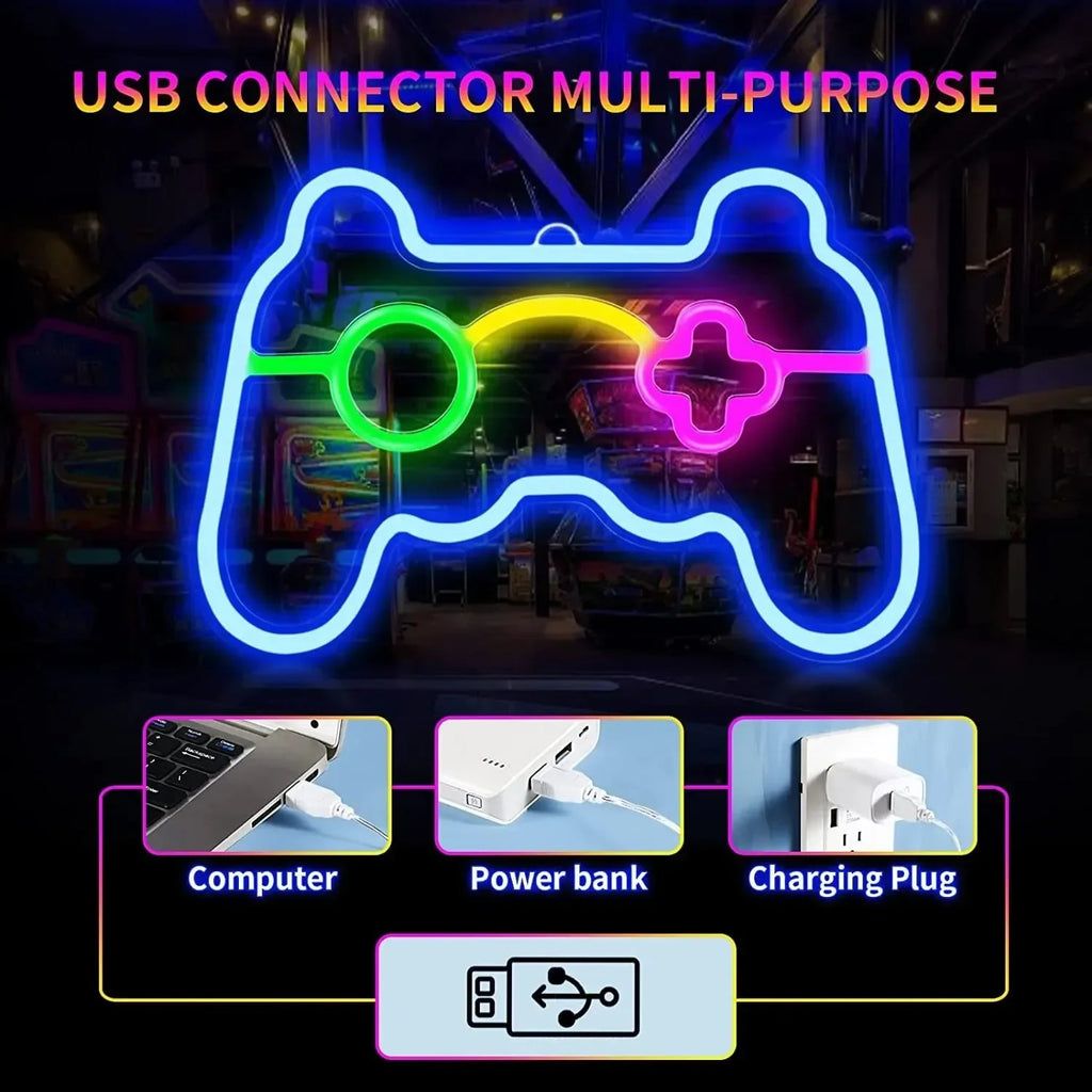 Gamepad sinal de néon para gamer sala parede decoração para casa azul led night light playstation bar jogo hall lâmpada presentes legais