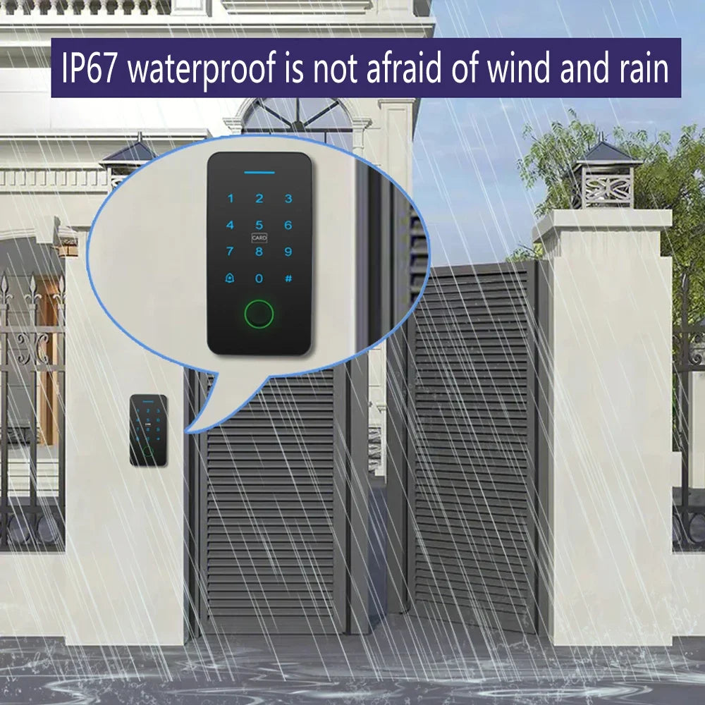 Waterproof NFC Bluetooth Tuya APP Controle De Acesso, Controle De Acesso De Impressão Digital Biométrico, Cartão RFID, Bloqueio Da Porta Do Teclado, 13.56Mhz