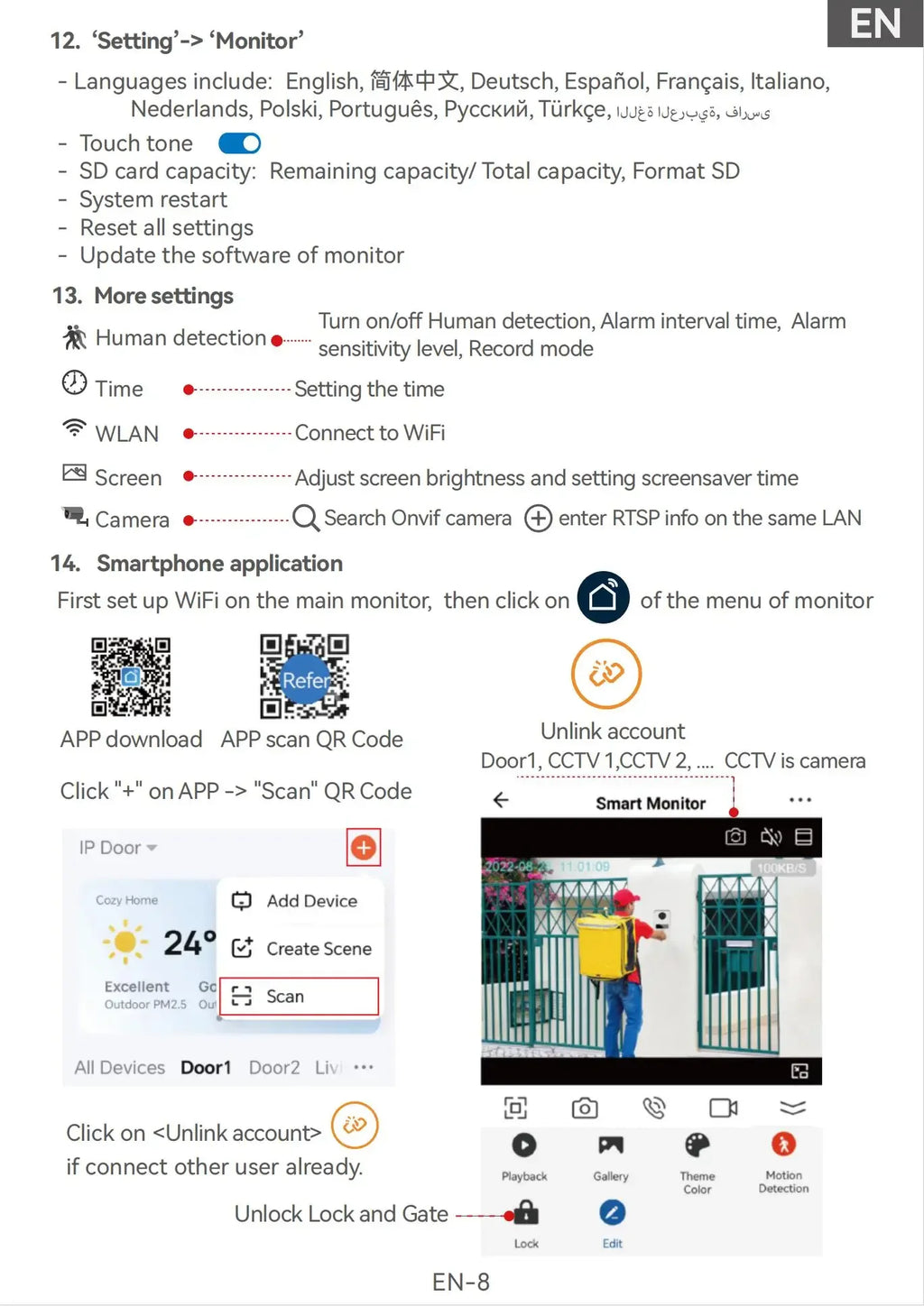 Tuya inteligente 1080p 2 fios visiophone campainha sistema de vídeo porteiro para casa metal porta telefone suporte câmera ip proteção segurança