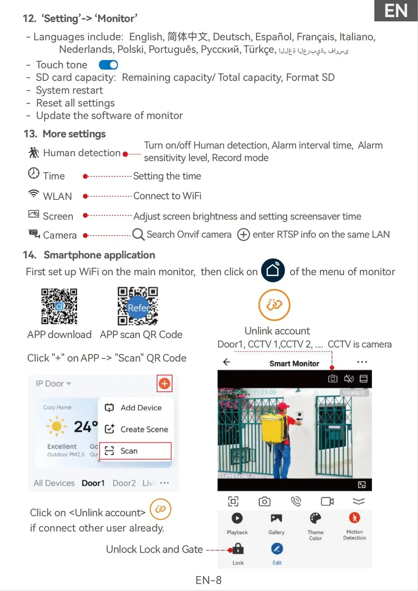 Tuya inteligente 1080p 2 fios visiophone campainha sistema de vídeo porteiro para casa metal porta telefone suporte câmera ip proteção segurança